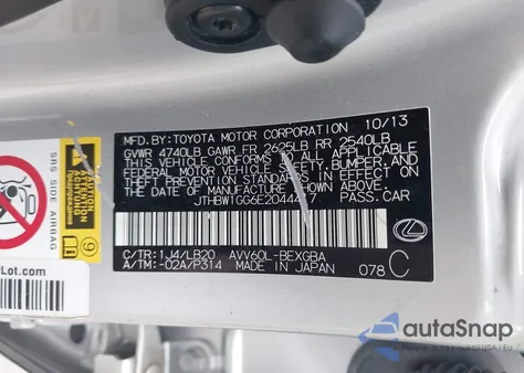 2014 Lexus Es 300H from USA, damaged, VIN JTHBW1GG6E2044417